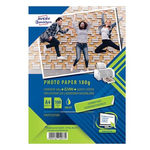 Fotópapír AVERY E2796 A/4 inkjet fényes 180 g 100 ív/doboz