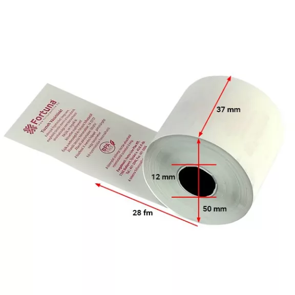 Thermo tekercs FORTUNA 37x50mm/12 28 fm BPA mentes Thermo tekercs FORTUNA 37x50mm/12 28 fm BPA mentes