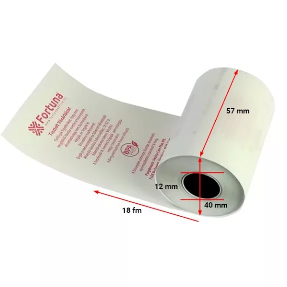 Thermo tekercs FORTUNA 57x40mm/12 18 fm BPA mentes Thermo tekercs FORTUNA 57x40mm/12 18 fm BPA mentes