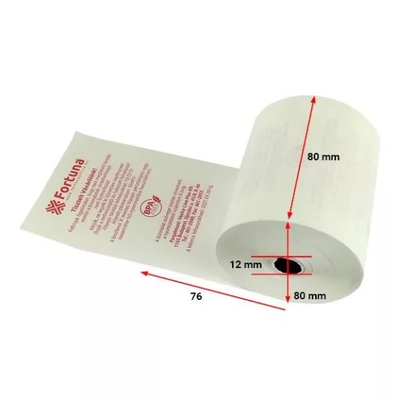 Thermo tekercs FORTUNA 80x80mm/12 76 fm BPA mentes Thermo tekercs FORTUNA 80x80mm/12 76 fm BPA mentes