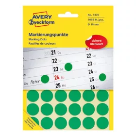   Etikett AVERY 3376 öntapadó jelölőpont zöld 18mm 1056 jelölőpont/csomag