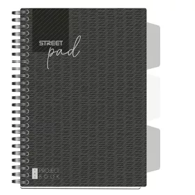   Spirálfüzet kockás STREET Pad A/5 100 lapos regiszteres fekete