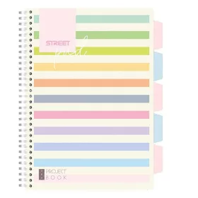   Spirálfüzet vonalas STREET Pad A/4 100 lapos regiszteres világos csíkos