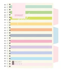   Spirálfüzet vonalas STREET Pad A/5 100 lapos regiszteres világos csíkos