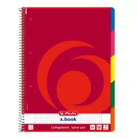   Spirálfüzet HERLITZ A/4 100 lapos perforált lyukasztott színregiszteres kockás