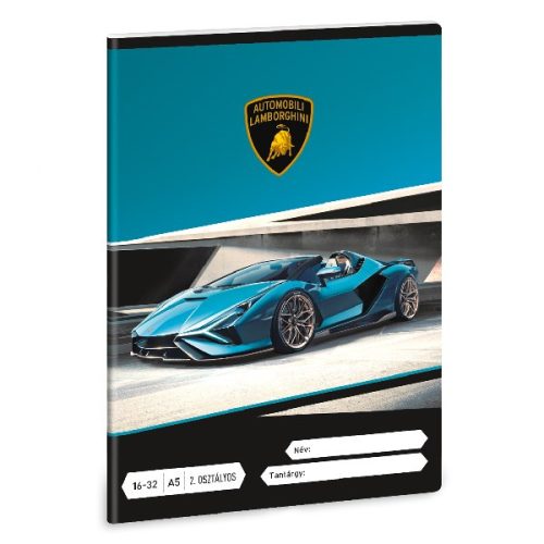 Füzet vonalas ARS UNA A/5 32 lapos 16-32 2. osztályos Lamborghini türkiz
