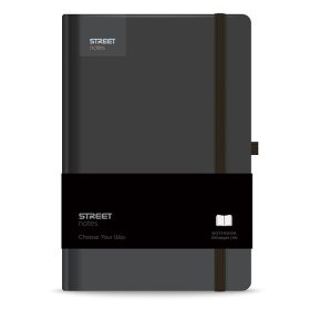   Notesz vonalas STREET Casual A/6 96 lapos gumis keményfedelű fekete