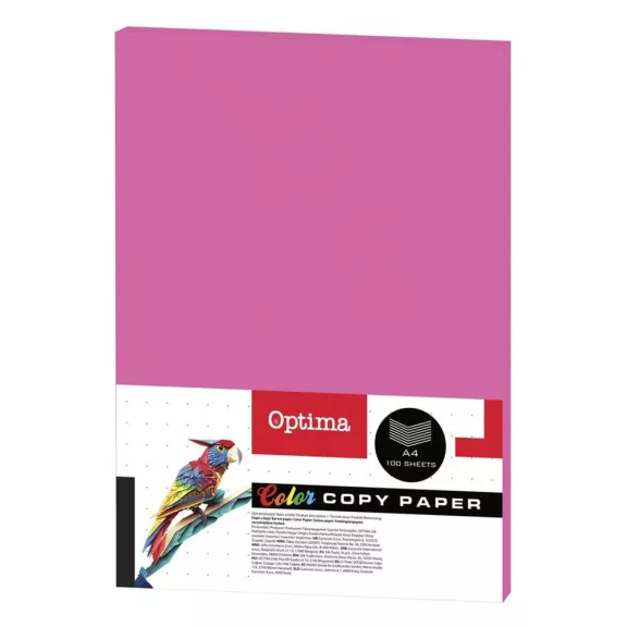 Fénymásolópapír színes OPTIMA A/4 75 g neon rózsaszín 100 ív/csomag Fénymásolópapír színes OPTIMA A/4 75 g neon rózsaszín 100 ív/csomag