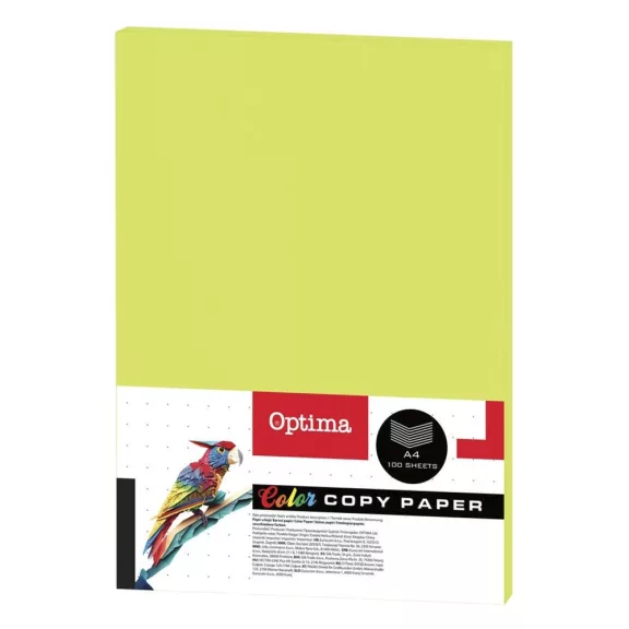 Fénymásolópapír színes OPTIMA A/4 75 g neon zöld 100 ív/csomag Fénymásolópapír színes OPTIMA A/4 75 g neon zöld 100 ív/csomag