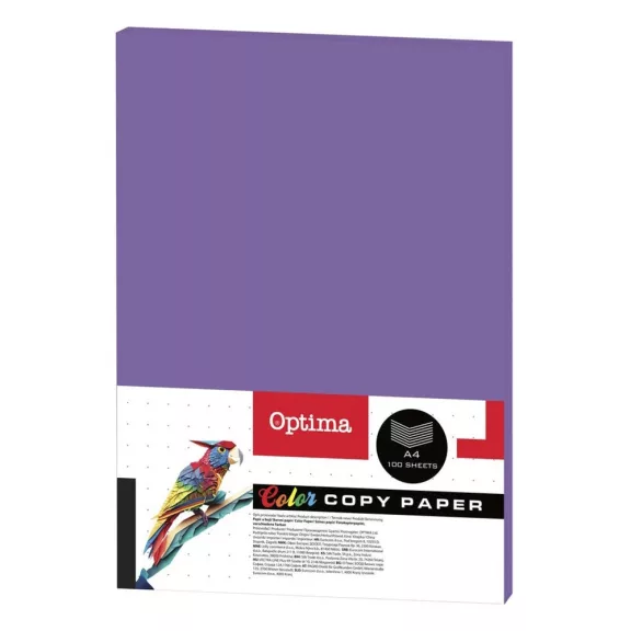 Fénymásolópapír színes OPTIMA A/4 80 g lila 100 ív/csomag Fénymásolópapír színes OPTIMA A/4 80 g lila 100 ív/csomag