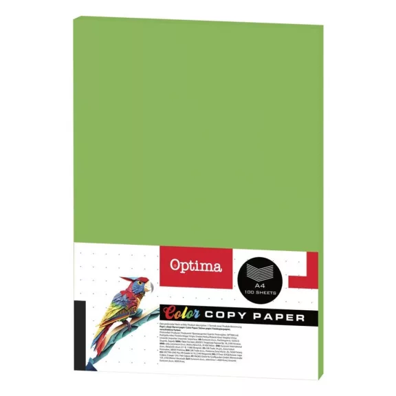 Fénymásolópapír színes OPTIMA A/4 80 g zöld 100 ív/csomag Fénymásolópapír színes OPTIMA A/4 80 g zöld 100 ív/csomag