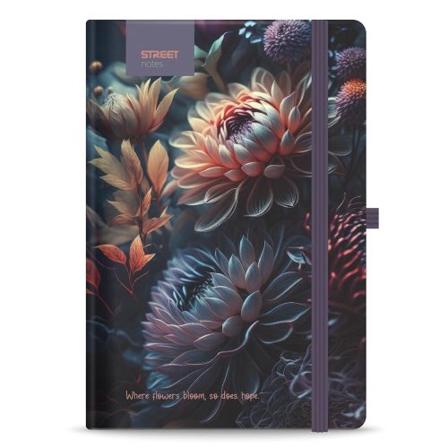 Notesz vonalas STREET Flowers Blossom A/5 96 lapos gumis keményfedelű