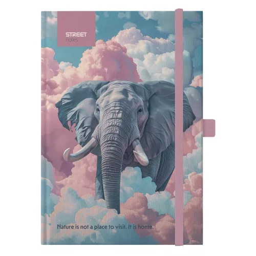 Notesz vonalas STREET Animals Edition Elephant A/5 96 lapos gumis keményfedelű
