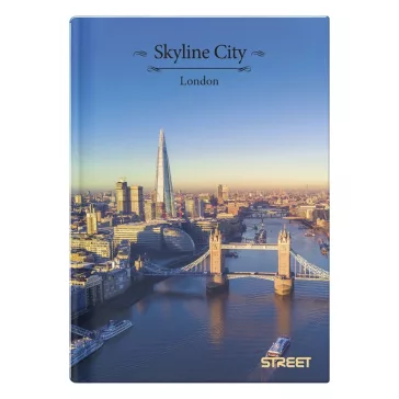   Beírókönyv vonalas STREET A/5 96 lapos Skyline keményfedelű vegyes mintákkal