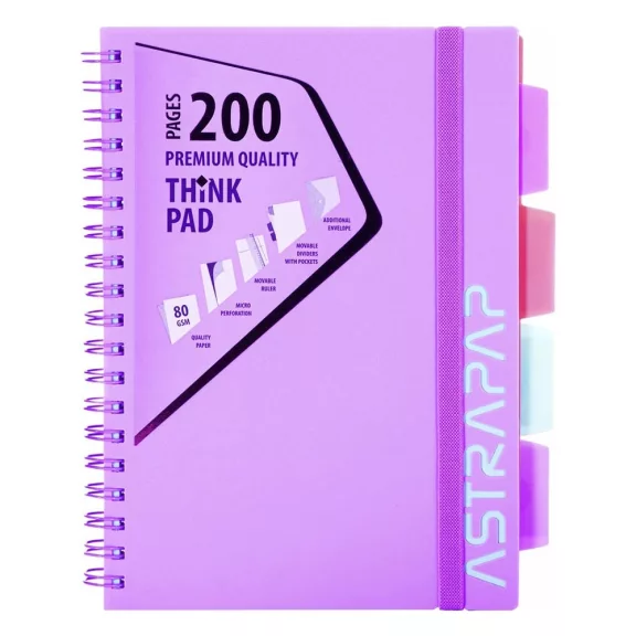 Spirálfüzet kockás ASTRA PAP B/5 100 lapos perforált színregiszteres Pasztell Spirálfüzet kockás ASTRA PAP B/5 100 lapos perforált színregiszteres Pasztell