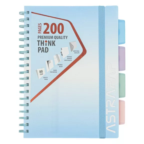 Spirálfüzet kockás ASTRA PAP B/5 100 lapos perforált színregiszteres Ombre Pasztell