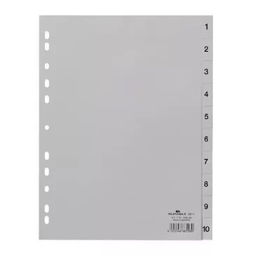   Regiszter DURABLE műanyag nyomtatott A/4 1-10 részes szürke