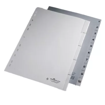   Regiszter DURABLE műanyag nyomtatott A/4 1-10 részes szürke