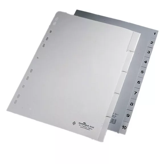 Regiszter DURABLE műanyag nyomtatott A/4 1-10 részes szürke Regiszter DURABLE műanyag nyomtatott A/4 1-10 részes szürke