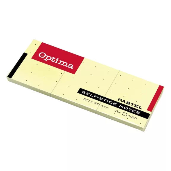 Öntapadós jegyzettömb OPTIMA 38x51mm sárga 3x100 lap Öntapadós jegyzettömb OPTIMA 38x51mm sárga 3x100 lap