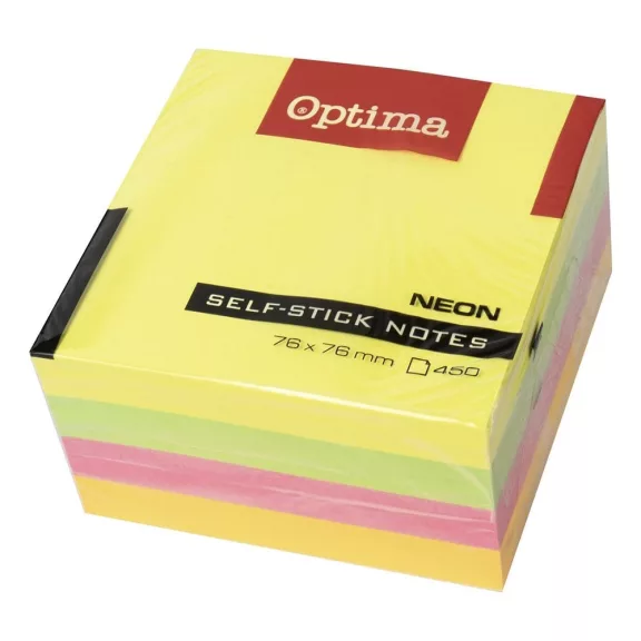 Öntapadós jegyzettömb OPTIMA 75x75mm neon mix 450 lap Öntapadós jegyzettömb OPTIMA 75x75mm neon mix 450 lap