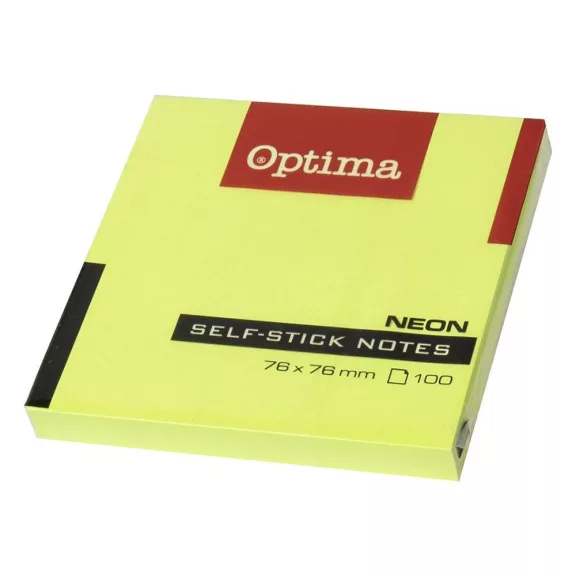 Öntapadós jegyzettömb OPTIMA 75x75mm neon zöld 100 lap Öntapadós jegyzettömb OPTIMA 75x75mm neon zöld 100 lap