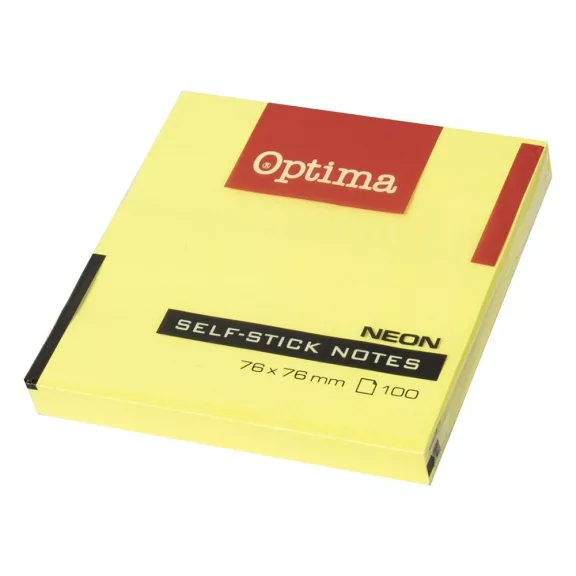 Öntapadós jegyzettömb OPTIMA 75x75mm neon sárga 100 lap Öntapadós jegyzettömb OPTIMA 75x75mm neon sárga 100 lap
