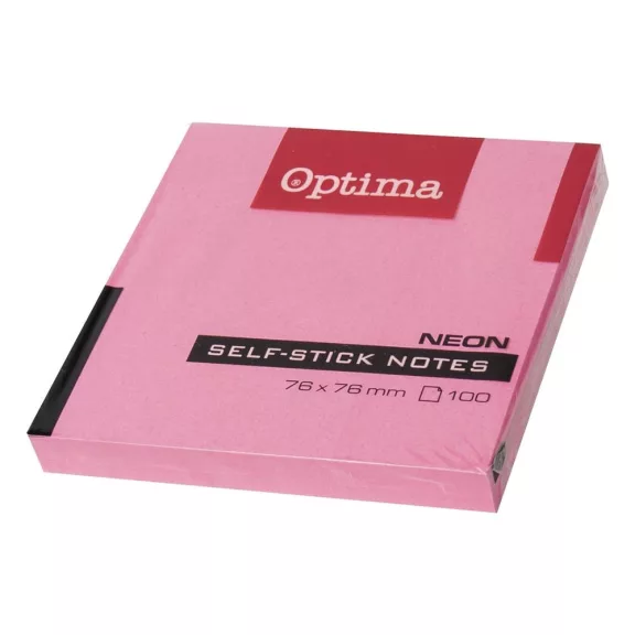 Öntapadós jegyzettömb OPTIMA 75x75mm neon rózsa 100 lap Öntapadós jegyzettömb OPTIMA 75x75mm neon rózsa 100 lap