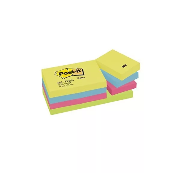 Öntapadós jegyzettömb 3M Post-it 38x51mm energikus színek 12x100 lapos Öntapadós jegyzettömb 3M Post-it 38x51mm energikus színek 12x100 lapos