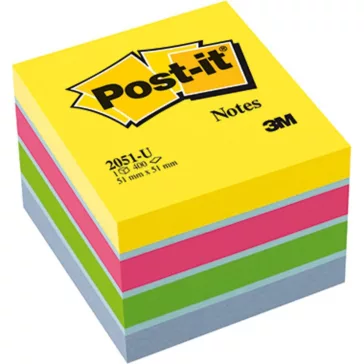   Öntapadós jegyzettömb 3M Post-it LP2051U 51x51mm mini kocka ultra színek 400 lap