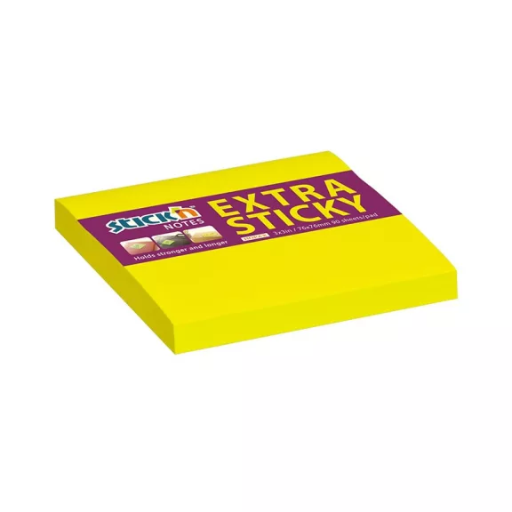 STICK N Öntapadós jegyzettömb STICK'N extra erős 76x76mm neon sárga 90 lap STICK N Öntapadós jegyzettömb STICK'N extra erős 76x76mm neon sárga 90 lap