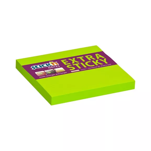 STICK N Öntapadós jegyzettömb STICK'N extra erős 76x76mm neon zöld 90 lap STICK N Öntapadós jegyzettömb STICK'N extra erős 76x76mm neon zöld 90 lap