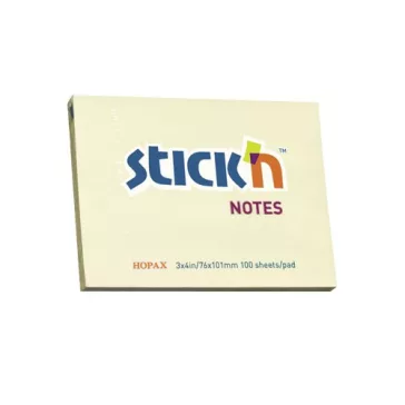   STICK N Öntapadós jegyzettömb STICK'N 76x101mm pasztell sárga 100 lap