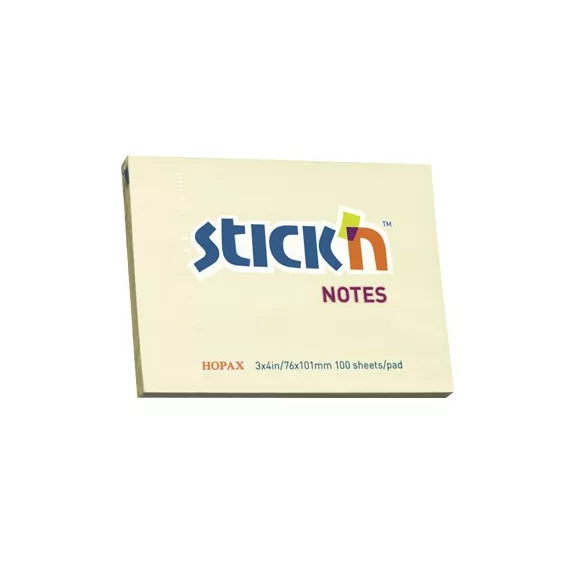 STICK N Öntapadós jegyzettömb STICK'N 76x101mm pasztell sárga 100 lap STICK N Öntapadós jegyzettömb STICK'N 76x101mm pasztell sárga 100 lap