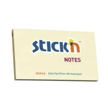   STICK N Öntapadós jegyzettömb STICK'N 76x127mm pasztell sárga 100 lap