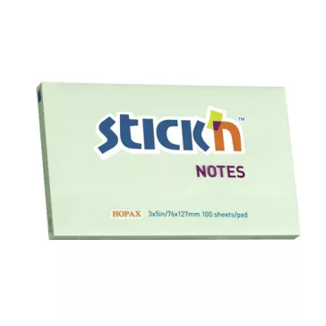   STICK N Öntapadós jegyzettömb STICK'N 76x127mm pasztell zöld 100 lap