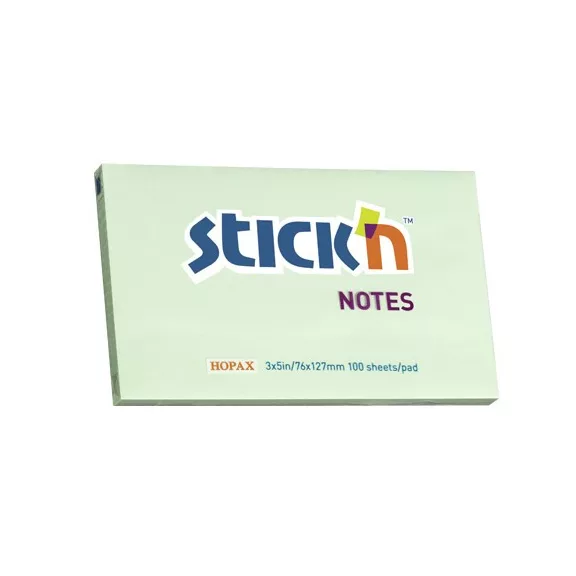 STICK N Öntapadós jegyzettömb STICK'N 76x127mm pasztell zöld 100 lap STICK N Öntapadós jegyzettömb STICK'N 76x127mm pasztell zöld 100 lap
