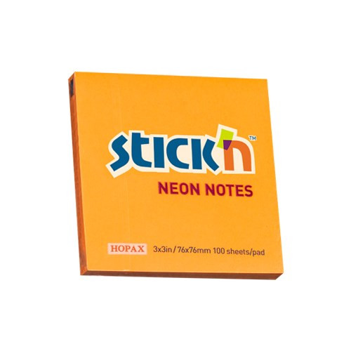 STICK N Öntapadós jegyzettömb STICK'N 76x76mm neon narancs 100 lap