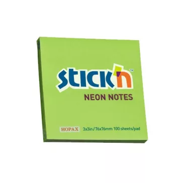   STICK N Öntapadós jegyzettömb STICK'N 76x76mm neon zöld 100 lap