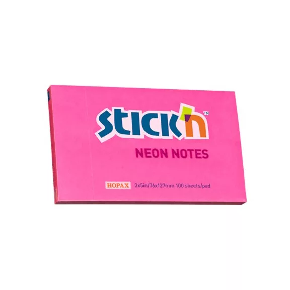 STICK N Öntapadós jegyzettömb STICK'N 76x127mm neon pink 100 lap STICK N Öntapadós jegyzettömb STICK'N 76x127mm neon pink 100 lap