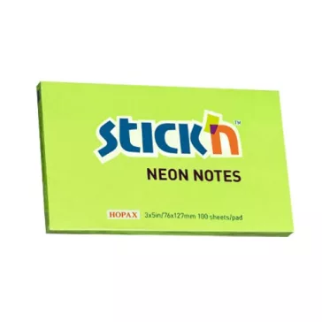   STICK N Öntapadós jegyzettömb STICK'N 76x127mm neon zöld 100 lap