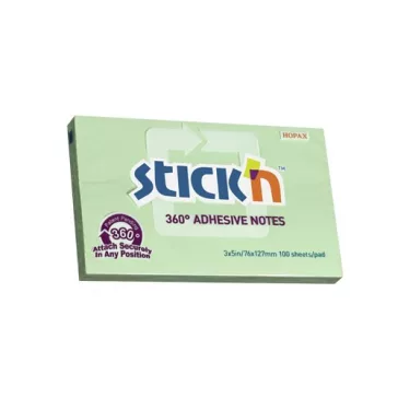   STICK N Öntapadós jegyzettömb STICK'N 76x127mm 360°-ban tapadó zöld 100 lap