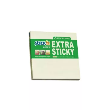   STICK N Öntapadós jegyzettömb STICK'N extra erős 76x76mm újrahasznosított pasztell sárga 90 lap