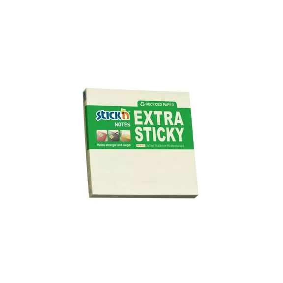 STICK N Öntapadós jegyzettömb STICK'N extra erős 76x76mm újrahasznosított pasztell sárga 90 lap STICK N Öntapadós jegyzettömb STICK'N extra erős 76x76mm újrahasznosított pasztell sárga 90 lap