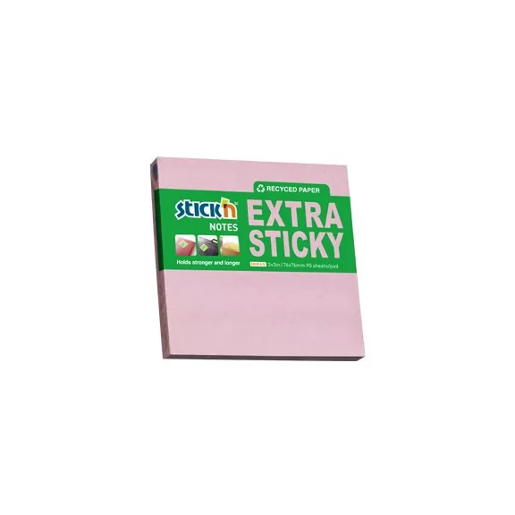 STICK N Öntapadós jegyzettömb STICK'N extra erős 76x76mm újrahasznosított pasztell rózsaszín 90 lap STICK N Öntapadós jegyzettömb STICK'N extra erős 76x76mm újrahasznosított pasztell rózsaszín 90 lap