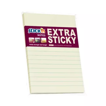   STICK N Öntapadós jegyzettömb STICK'N 150x101mm extra erős vonalazott pasztell sárga 90 lap