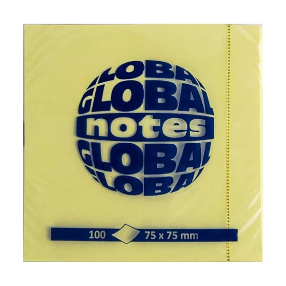 Öntapadós jegyzettömb GLOBAL Notes 3654-01 75x75mm sárga 100 lap Öntapadós jegyzettömb GLOBAL Notes 3654-01 75x75mm sárga 100 lap
