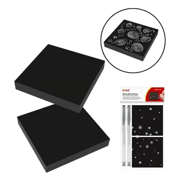 Öntapadós jegyzettömb szett EAGLE 75x75mm fekete 2db öntapadós jegyzettömb 2db ezüst tollal Öntapadós jegyzettömb szett EAGLE 75x75mm fekete 2db öntapadós jegyzettömb 2db ezüst tollal