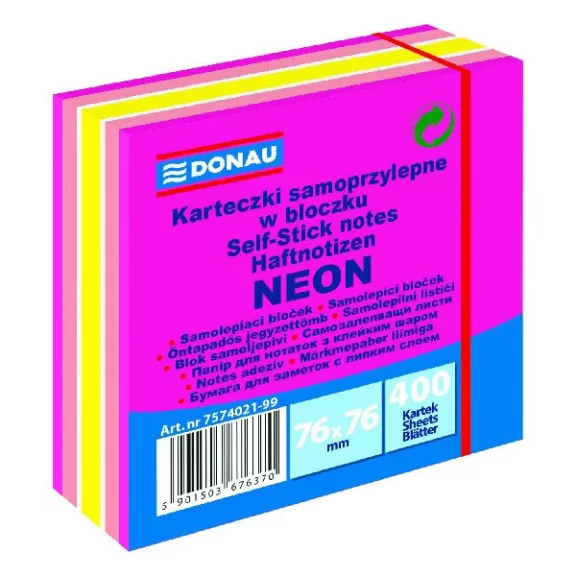 Öntapadós jegyzettömb DONAU 76x76 mm 400 lap vegyes neon színek rózsaszín Öntapadós jegyzettömb DONAU 76x76 mm 400 lap vegyes neon színek rózsaszín