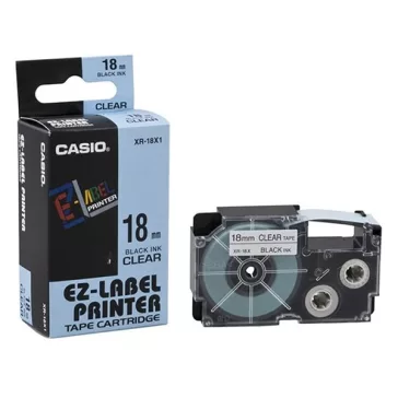   Feliratozó szalag CASIO XR 18 X1 18mm x 8m átlátszó alapon fekete írásszín